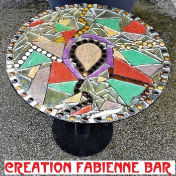 Design intitulée "Table Miroir Art Dé…" par Fabienne Bar, Œuvre d'art originale, Mosaïque