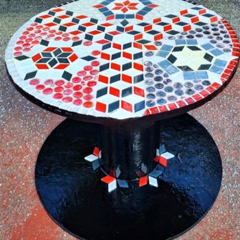 Design intitulée "Table Géométrique R…" par Fabienne Bar, Œuvre d'art originale, Mosaïque