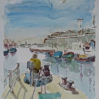 Peinture intitulée "Lorient" par Vincent Dumolard, Œuvre d'art originale, Aquarelle