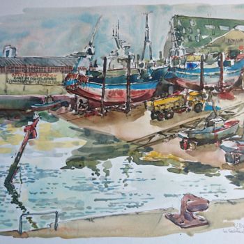 Painting titled "Les Sables d'Olonne…" by Vincent Dumolard, Original Artwork, Watercolor