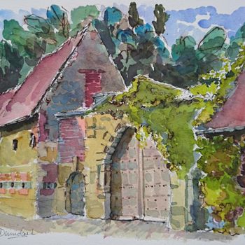 Painting titled "Haras de Méautry, T…" by Vincent Dumolard, Original Artwork, Watercolor