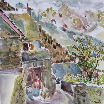 Painting titled "Camparan, la maison…" by Vincent Dumolard, Original Artwork, Watercolor