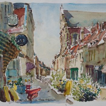 Pintura intitulada "Aire-sur-la-Lys, Ch…" por Vincent Dumolard, Obras de arte originais, Aquarela