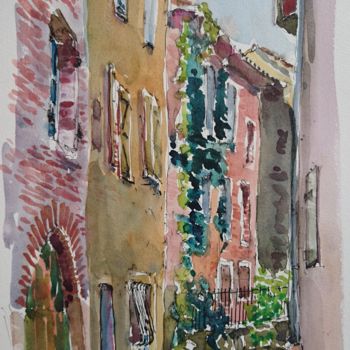 Painting titled "Cahors, rue Saint-P…" by Vincent Dumolard, Original Artwork, Watercolor