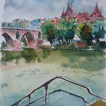 Peinture intitulée "Montauban, le Pont…" par Vincent Dumolard, Œuvre d'art originale, Aquarelle