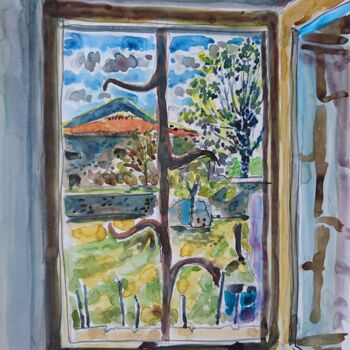 Peinture intitulée "Par la fenêtre, La…" par Vincent Dumolard, Œuvre d'art originale, Aquarelle