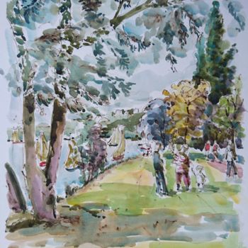 Painting titled "La Frette-sur-Seine…" by Vincent Dumolard, Original Artwork, Watercolor