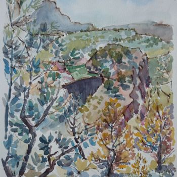 Ζωγραφική με τίτλο "Montagne Sainte-Vic…" από Vincent Dumolard, Αυθεντικά έργα τέχνης, Ακουαρέλα