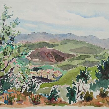 Painting titled "Saint-Thomé, vue de…" by Vincent Dumolard, Original Artwork, Watercolor