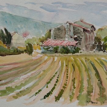 Painting titled "Saint-Thomé, le cha…" by Vincent Dumolard, Original Artwork, Watercolor