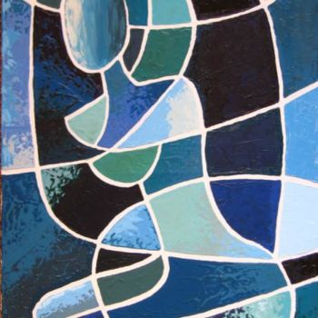 Peinture intitulée "Calme bleu" par Fabien Rodes, Œuvre d'art originale