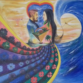 Painting titled "O Primeiro Amor" by Fábio Francisco Silva, Original Artwork, Acrylic Mounted on Wood Stretcher frame