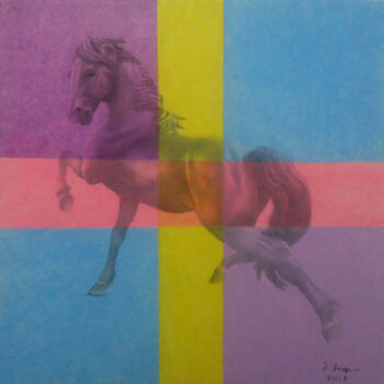 Painting titled "CHEVAL - d'aprés  P…" by Fábio Borges, Original Artwork, Acrylic Mounted on Wood Stretcher frame