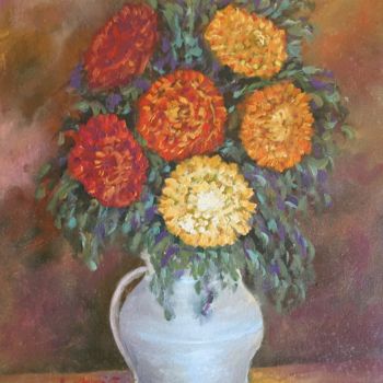 Pintura intitulada "Vaso di fiori" por Angelo Franzetti, Obras de arte originais, Óleo