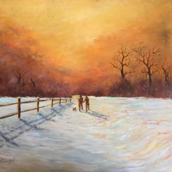 Pintura intitulada "Passeggiata inverna…" por Angelo Franzetti, Obras de arte originais, Óleo