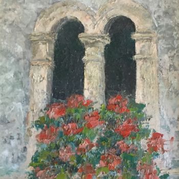 Malarstwo zatytułowany „Balcone fiorito.jpg” autorstwa Angelo Franzetti, Oryginalna praca, Olej