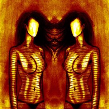 Digitale Kunst getiteld "Double Vixen" door Fabio D'Anca, Origineel Kunstwerk