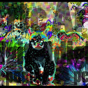 印花与版画 标题为“Gato psicodélico” 由Fabi, 原创艺术品, 数字油画