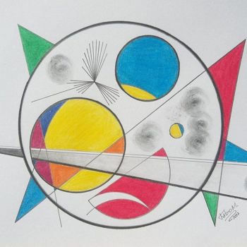 Drawing titled "Circulo Colorido" by Fábio Moraes Art, Original Artwork, Graphite