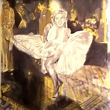 Schilderij getiteld "marilyn01.jpg" door Fablues, Origineel Kunstwerk, Aquarel