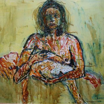Painting titled "Madre" by Fabrizio D'Andrea, Original Artwork, Oil