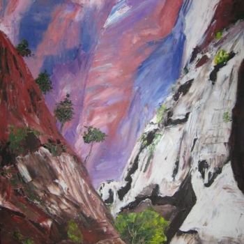 Malerei mit dem Titel "zion canyon" von Roseline Chouraqui, Original-Kunstwerk, Öl