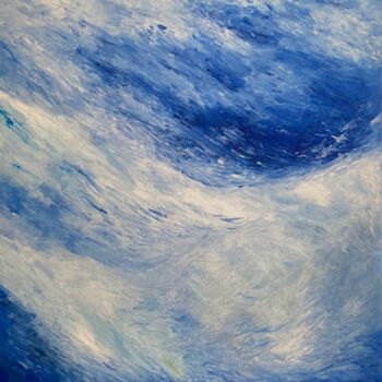 Painting titled "Bleu" by Fabrice Amat, Original Artwork, Oil