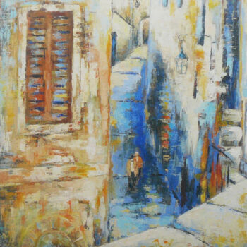 Malerei mit dem Titel "Escaliers à Eze" von Fabrice Bettrancourt, Original-Kunstwerk, Öl