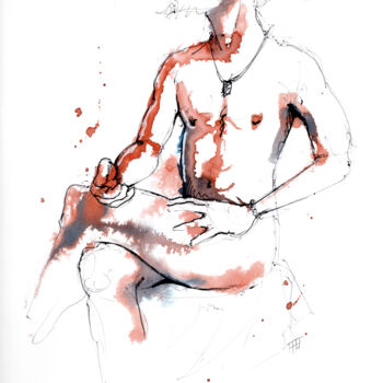 Desenho intitulada "Homme 02" por Fabrice Boulanger, Obras de arte originais, Aquarela