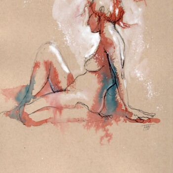 Dessin intitulée "Femme 05" par Fabrice Boulanger, Œuvre d'art originale, Aquarelle