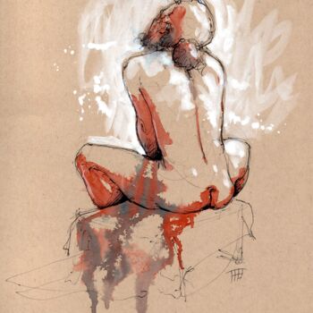 Drawing titled "Homme 03" by Fabrice Boulanger, Original Artwork, Watercolor