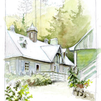 Drawing titled "Domaine Joly (Lotbi…" by Fabrice Boulanger, Original Artwork, Watercolor