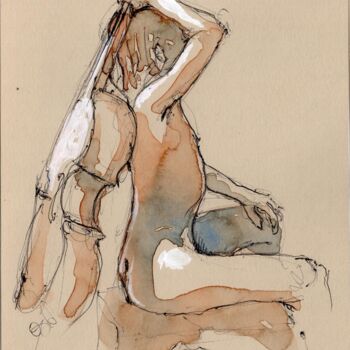 Disegno intitolato "Homme 04" da Fabrice Boulanger, Opera d'arte originale, Acquarello
