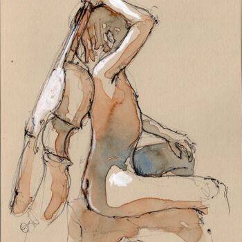 Dessin intitulée "Homme 04" par Fabrice Boulanger, Œuvre d'art originale, Aquarelle