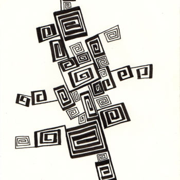 Tekening getiteld "Vertigo" door Fabrice Cadet, Origineel Kunstwerk, Inkt