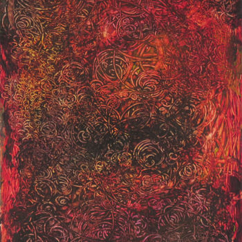 Malerei mit dem Titel "Arabesques en rouge…" von Fabrice Cadet, Original-Kunstwerk, Acryl