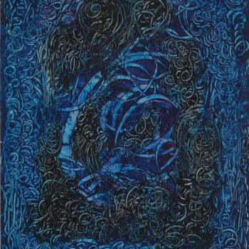 Картина под названием "Arabesques en bleu…" - Fabrice Cadet, Подлинное произведение искусства, Акрил