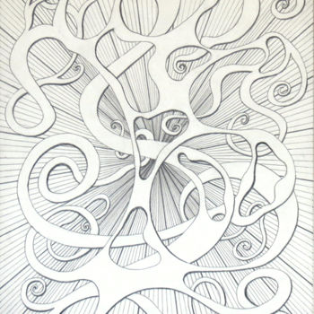 Drawing titled "Danse hypnotique" by Fabrice Cadet, Original Artwork, Graphite