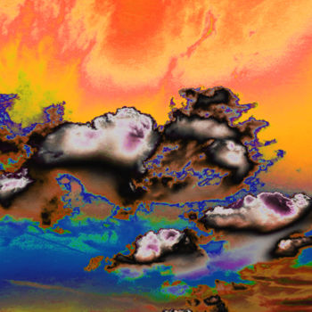 Digitale Kunst mit dem Titel "Sky n°3 (version or…" von Fabrice Cadet, Original-Kunstwerk, 2D digitale Arbeit