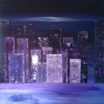 Peinture intitulée "City prune" par Fabrice Deraison, Œuvre d'art originale, Acrylique