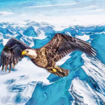 Arts numériques intitulée "aigle royal en vol" par Fabrice Fouarge, Œuvre d'art originale, Peinture numérique