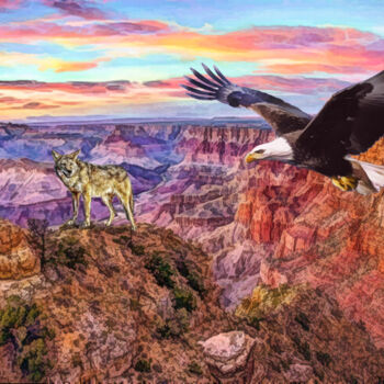 Digital Arts titled "le grand canyon" by Fabrice Fouarge, Original Artwork, Digital Painting