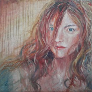 Painting titled "les-cheveux-de-Simo…" by Fabrice Gerin, Original Artwork, Oil