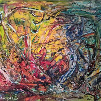 Painting titled "Jardin" by Fabrice Girardeau, Original Artwork, Oil