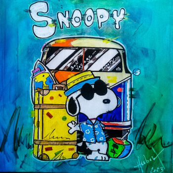 Pintura titulada "Vacance de Snoopy" por Fabrice Hubert, Obra de arte original, Acrílico