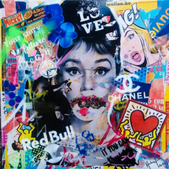Collages intitulée "Amour du pop" par Fabrice Hubert, Œuvre d'art originale, Collages Monté sur Châssis en bois