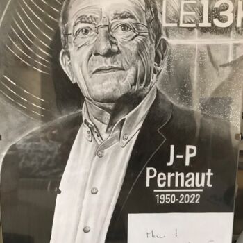 Zeichnungen mit dem Titel "Jean Pierre Pernaut" von Fabrice Laurent, Original-Kunstwerk, Bleistift