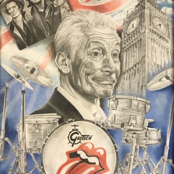 Dessin intitulée "The Rolling Stones…" par Fabrice Laurent, Œuvre d'art originale, Pastel