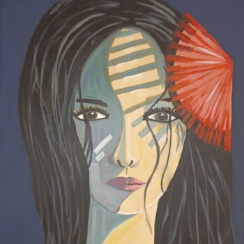 Painting titled "Le Portrait M." by Fabrice Meslin (Fabzoo), Original Artwork, Acrylic Mounted on Wood Stretcher frame
