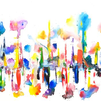 「Fireworks」というタイトルの絵画 Fabrice Angladeによって, オリジナルのアートワーク, アクリル